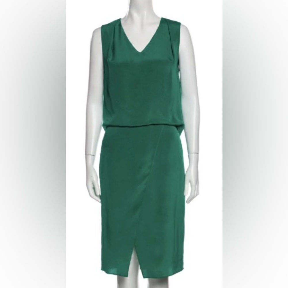 KOBI HALPERIN Green Silk Midi Dress Size 10